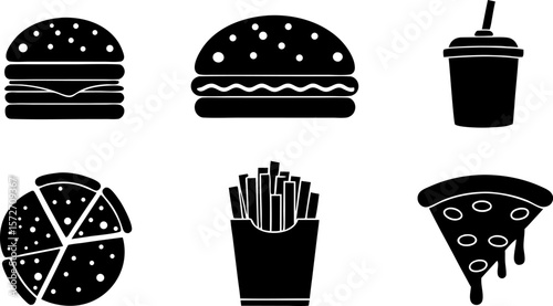 collection of appetizing fast food icon silhouette (1).eps