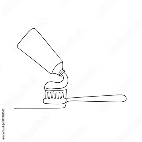 Wallpaper Mural Toothbrush and Toothpaste Continuous Line Drawing Dental Care Icon Torontodigital.ca