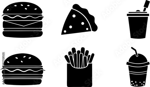 collection of appetizing fast food icon silhouette.eps