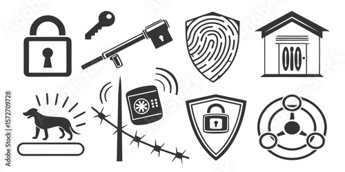 Comprehensive Home Security System Icons Set in vector