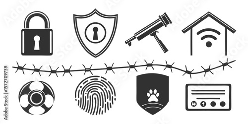 Comprehensive Home Security System Icons Set in vector