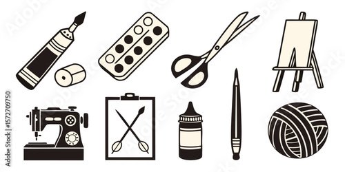Vector Illustration of Various Craft Supplies