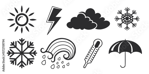 Simple Weather Icons Set for Design Projects in vector