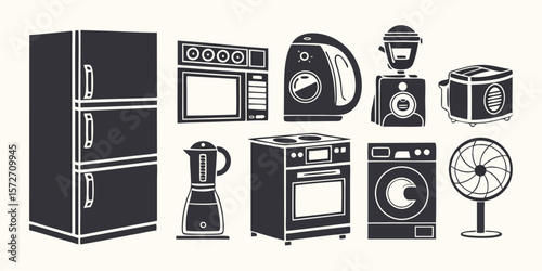 Vector Illustration of Various Household Appliances