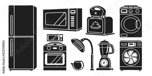 Vector Illustration of Various Household Appliances