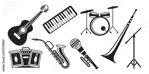 Vector Illustration of Various Musical Instruments