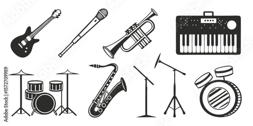 Vector Illustration of Various Musical Instruments