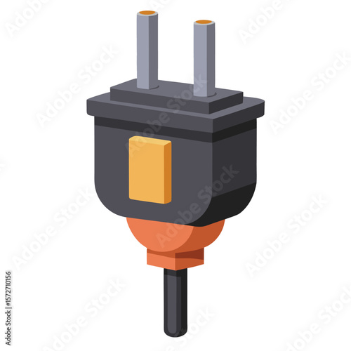 A modern electric plug with two prongs, isolated on white, representing power, electricity, connection, or energy.