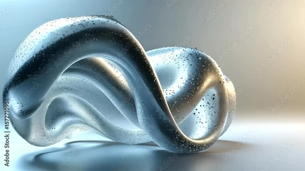 Abstract Transparent Sculpture with Glittering Particles in Various Lighting Conditions