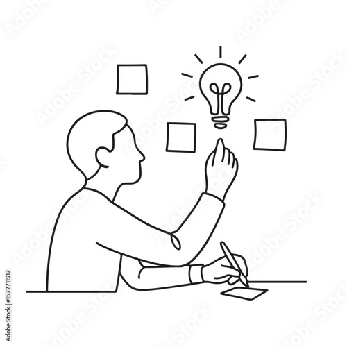 Wallpaper Mural Creative Idea Generation and Planning Vector Illustration with Light Bulb Torontodigital.ca