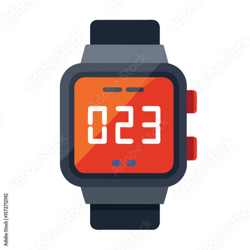 A modern smart watch face with a simple time display, isolated on white, for wearable tech, digital, or timekeeping.