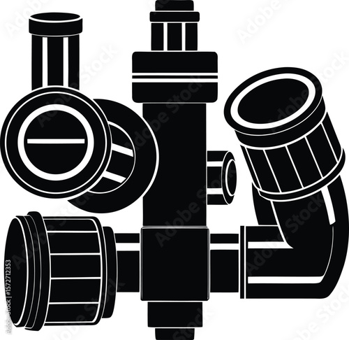 electrical conduit fittings vector black silhouette
