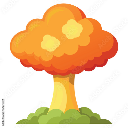 A mushroom cloud, on a plain white surface, symbolizing explosion, power, disaster, or significant impact.