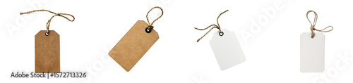Paper tags with twine on a transparent background Generative AI