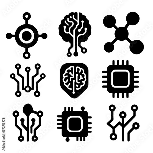 futuristic tech UI icons