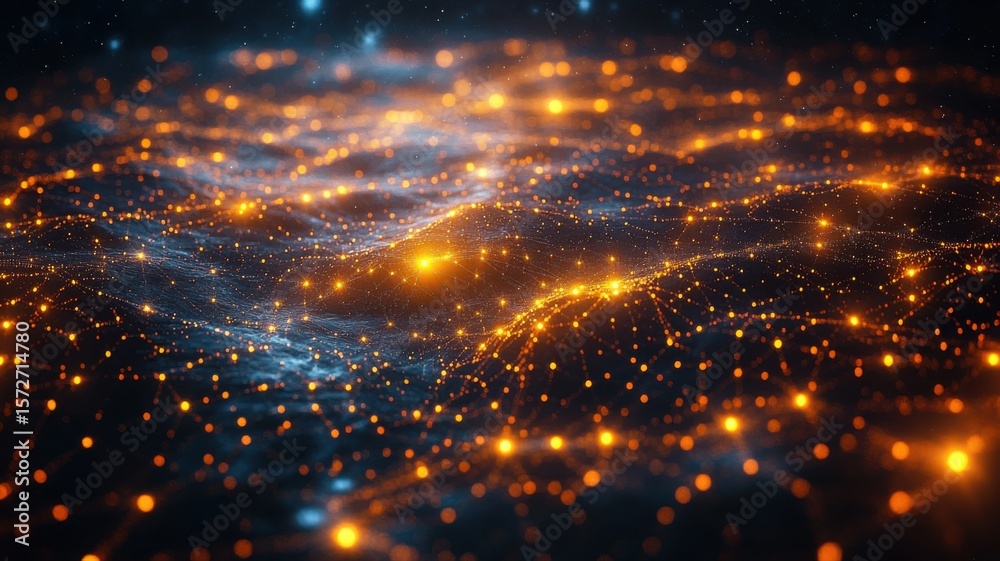 Obraz premium Digital Network Abstract Background with Glowing Lines and Dots abstract network digital background