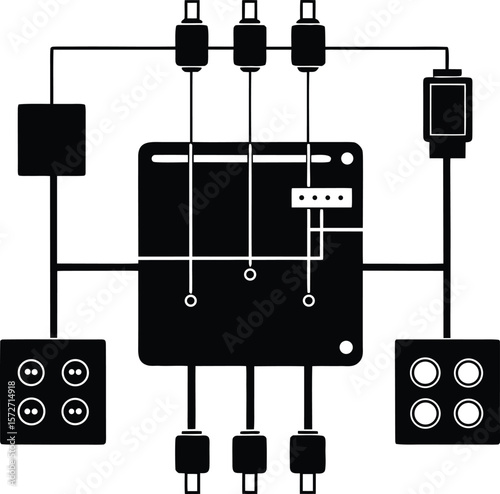 electrical wiring diagram vector black silhouette