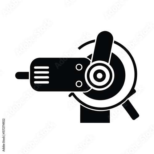 electric angle grinder icon in sharp black silhouette