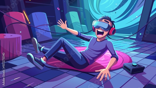 A man is sitting at a desk with a laptop and a camera. He is wearing a blue shirt with a logo on it