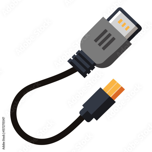 A network cable plugged in, isolated on a clean white background, for internet, connection, data, or technology.