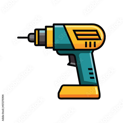 electric drill angled perspective vector minimal design