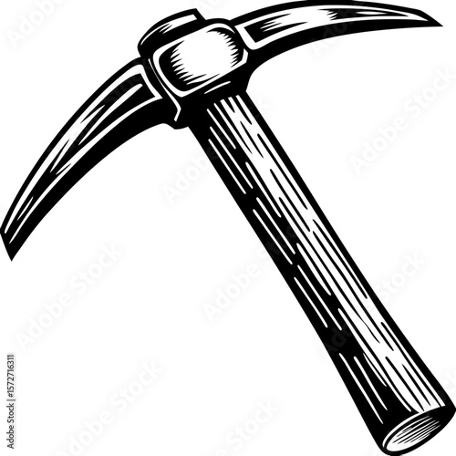 pickaxe (linocut style)
