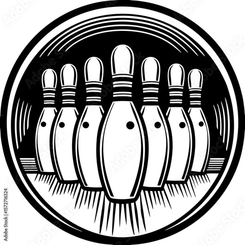 bowling pins (linocut style)