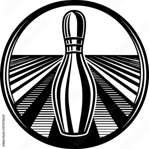 bowling pin (linocut style)
