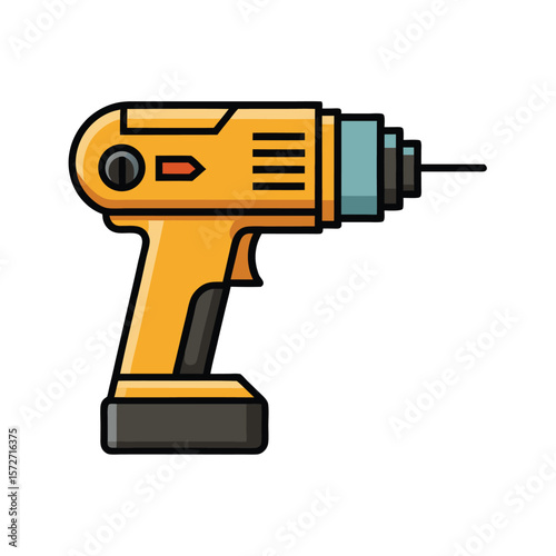 electric drill vector with ergonomic handle clear details
