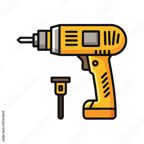 electric drill with drill bit extended detailed design
