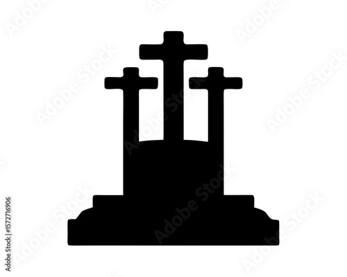 Three Crosses Silhouette Illustration Representing Christianity and Faith Symbolism on Calavry