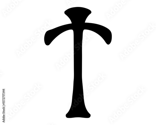 A simple bold black abstract treelike shape on a white background