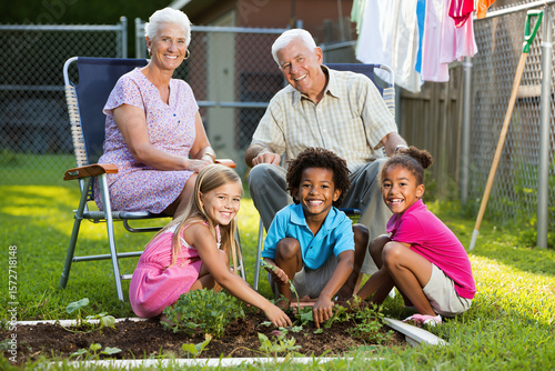 family plays outside