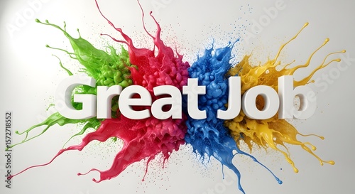 Great Job Paint Splash Celebration Digital Illustration