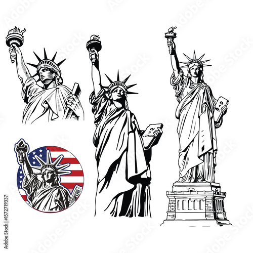 Statue of Liberty Illustrations Set