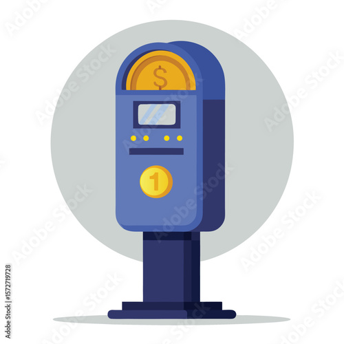 A parking meter with a coin slot, isolated on a clean white background, for urban, transport, payment, or city life.