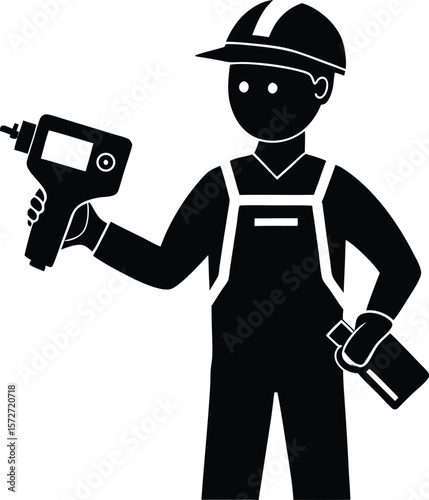 electrician man holding thermal scanner vector black