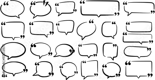 Quote box frame set. Blank quotation bubble collection. Transparent PNG and vector illustration.
