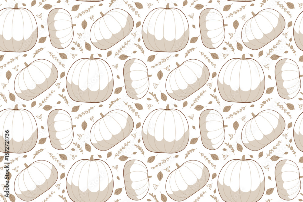 Autumn Pumpkin Pattern Vector Illustration with Leaves Autumn Pumpkin Pattern Vector Illustration with Leaves