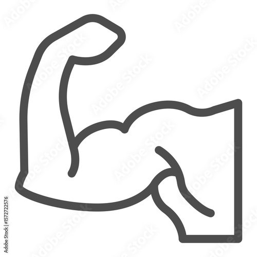 Muscular man arm line icon, body builder concept. Vector graphics. Arm muscles of bodybuilder athlete sign on white background, outline style icon for mobile or web design.