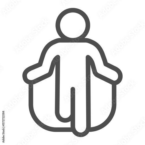 Athlete man with jump rope line icon, body building concept. Vector graphics. Sportsman exercise and training sign on white background, outline style icon for mobile or web design.