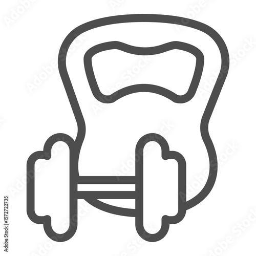 Heavy kettlebell and dumbbell line icon, body building concept. Vector graphics. Sport and training rig, equipment sign on white background, outline style icon for mobile or web design.