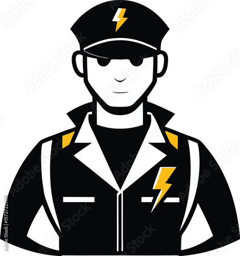 electrician man in uniform vector black silhouette