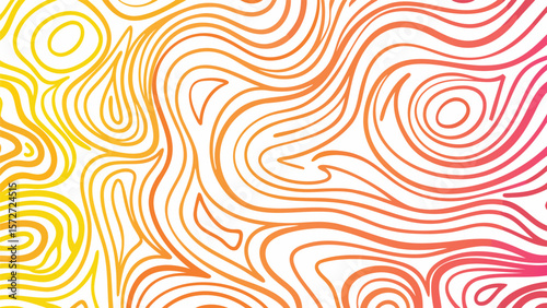 Abstract background with wavy lines and gradient from yellow to red on a white background texture