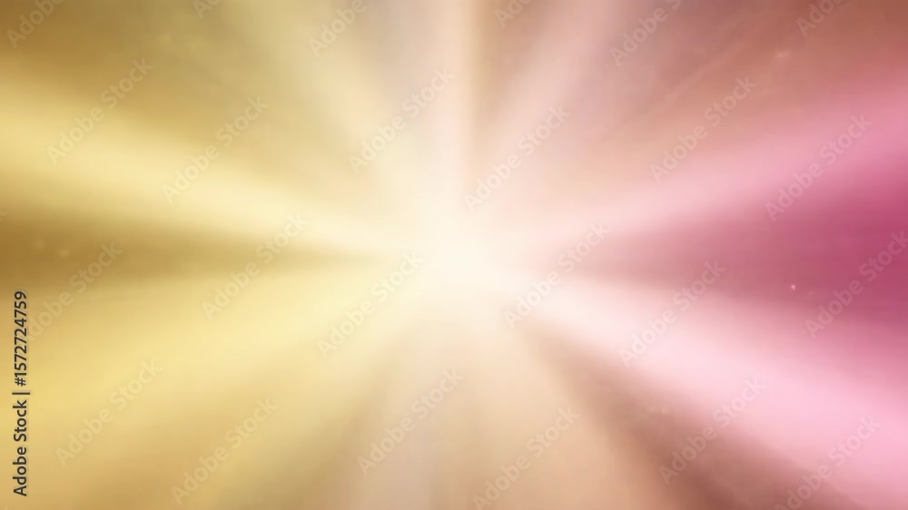 Pink and gold abstract light burst background with soft blur and bright center.