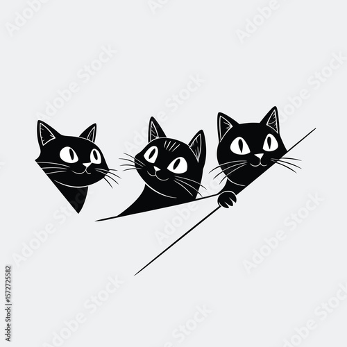 Elegant Sitting Cat Silhouette on Transparent Background