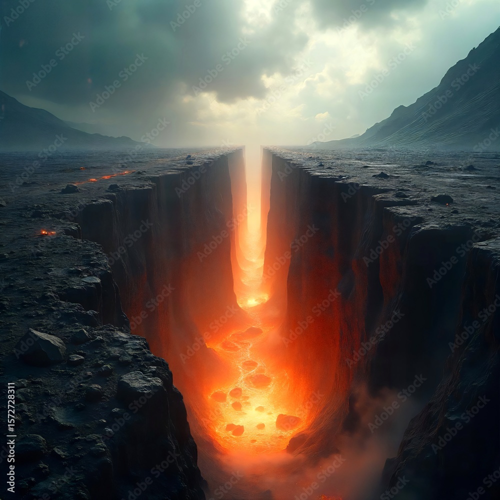 Naklejka premium Earthquakes and lava in various forms And the ground conditions in different air