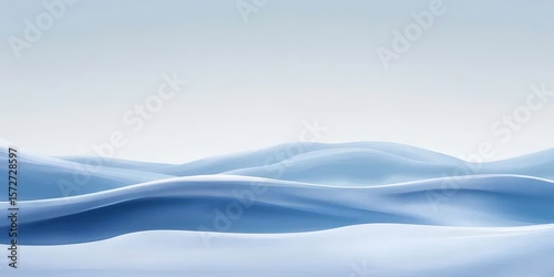 パステルブルーと白の雪の風景 静かな冬の抽象的な背景 波状の曲線と穏やかなグラデーション