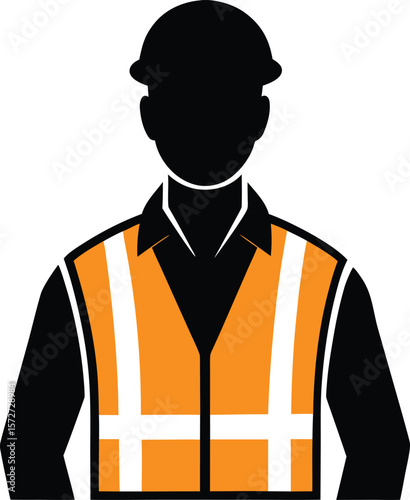 electrician man wearing safety vest vector black silhouette