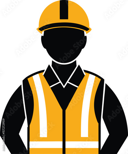 electrician man wearing safety vest vector black silhouette